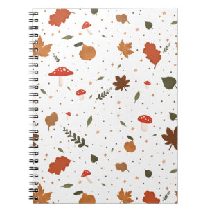 Autumn Mushroom and Leaf Pattern – Cottagecore Notebook