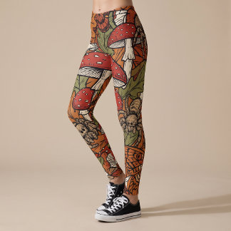 Autumn Mushroom Spider Leggings Yoga Pants for her