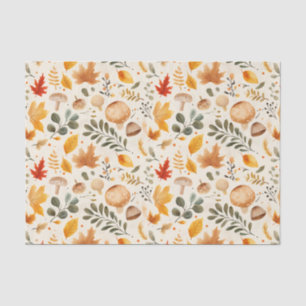Autumn Mushrooms and Leaves Fall Pattern Decoupage Tissue Paper