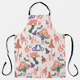 Autumn mushrooms, colourful seamless design. apron
