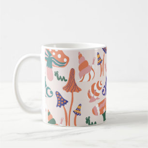 Autumn mushrooms, colourful seamless design. coffee mug