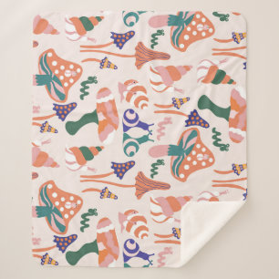 Autumn mushrooms, colourful seamless design. sherpa blanket