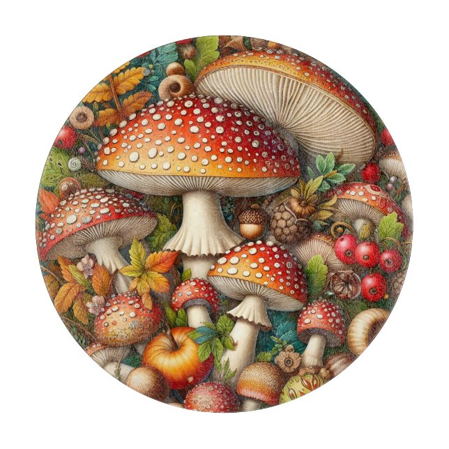 Autumn Mushrooms Cutting Board (Front)
