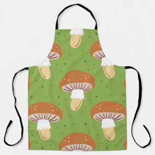 Autumn mushrooms: green seamless pattern. apron