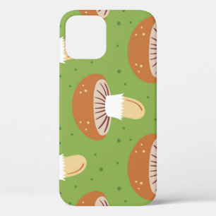 Autumn mushrooms: green seamless pattern. iPhone 12 case