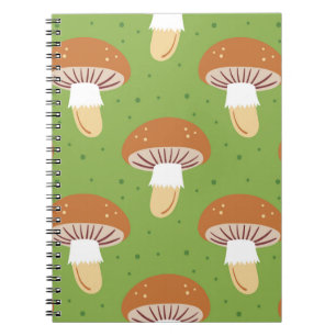 Autumn mushrooms: green seamless pattern. notebook