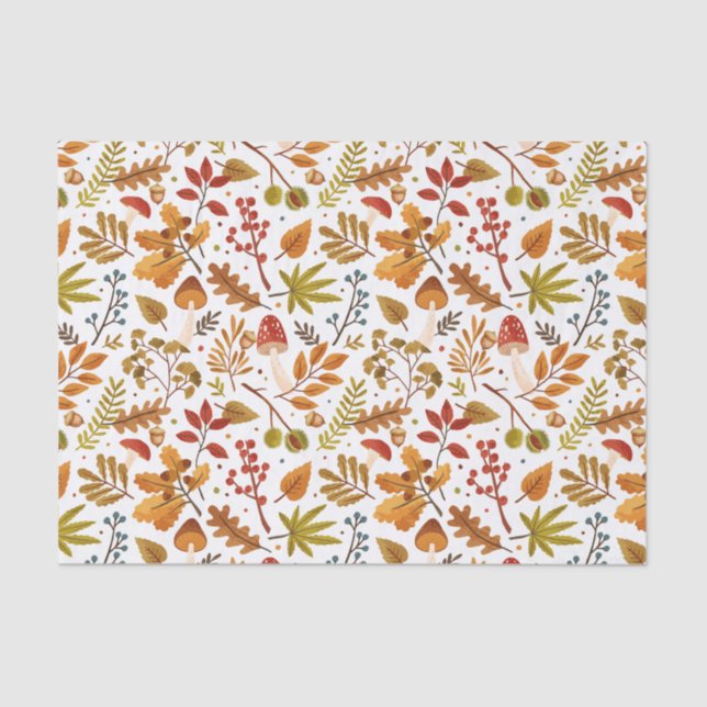 Autumn Mushrooms, Leaves and Berries  Tissue Paper (Front)