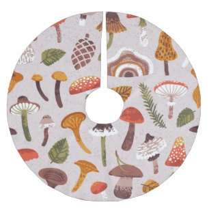 Autumn mushrooms, leaves: vintage repeat. brushed polyester tree skirt