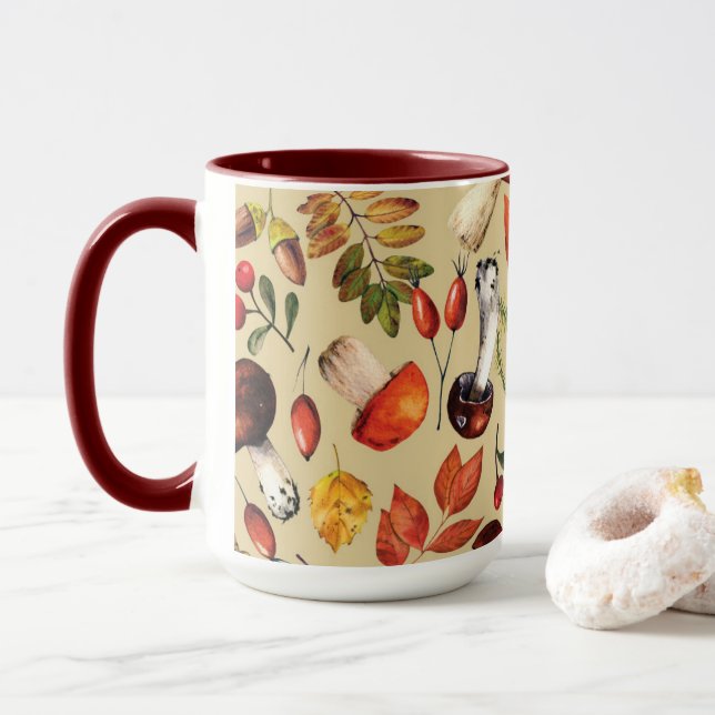 Autumn mushrooms  mug (With Donut)