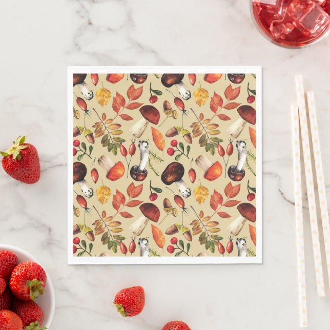 Autumn mushrooms  napkin (Insitu)