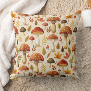 Autumn Mushrooms Throw Pillow