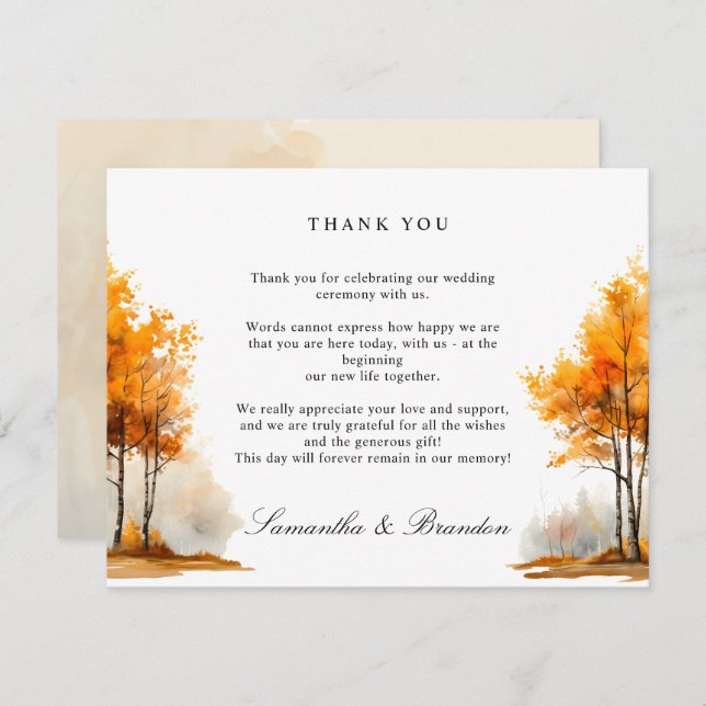 Autumn Nature Fall Landscape wedding Thank You Card (Front/Back)