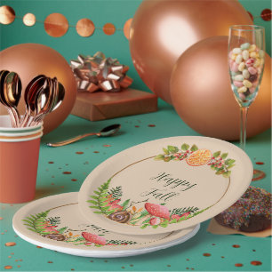 Autumn nature with customizable text paper plate