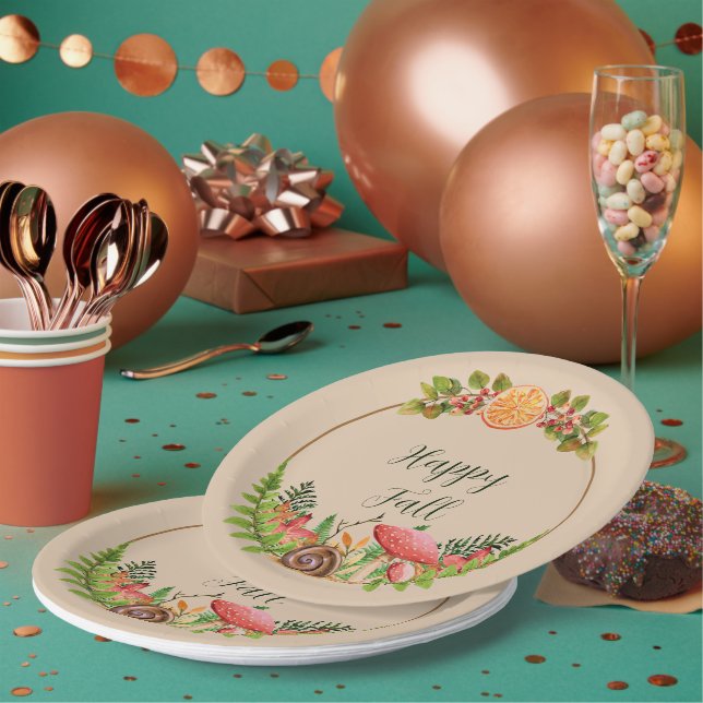 Autumn nature with customizable text paper plate (Multi)