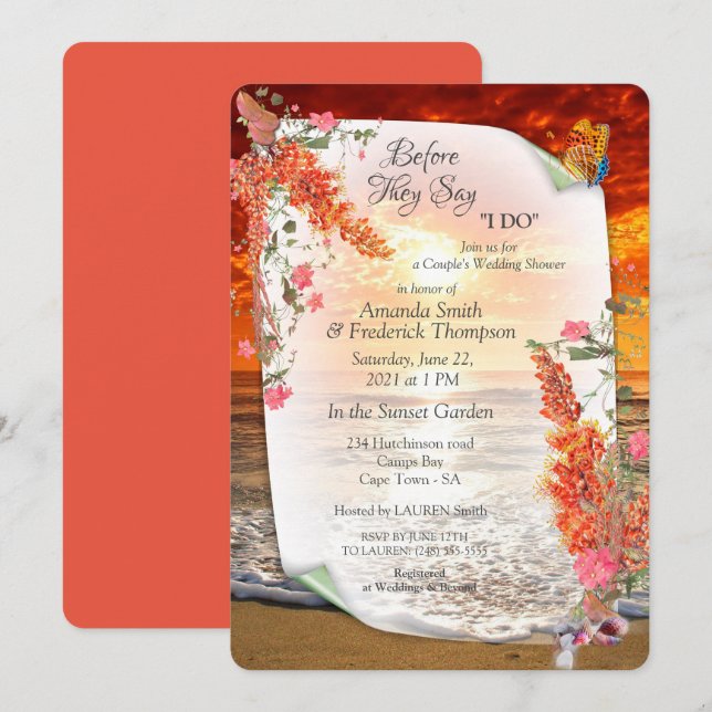 Autumn Neutral-toned Elegant Botanical theme Invitation (Front/Back)