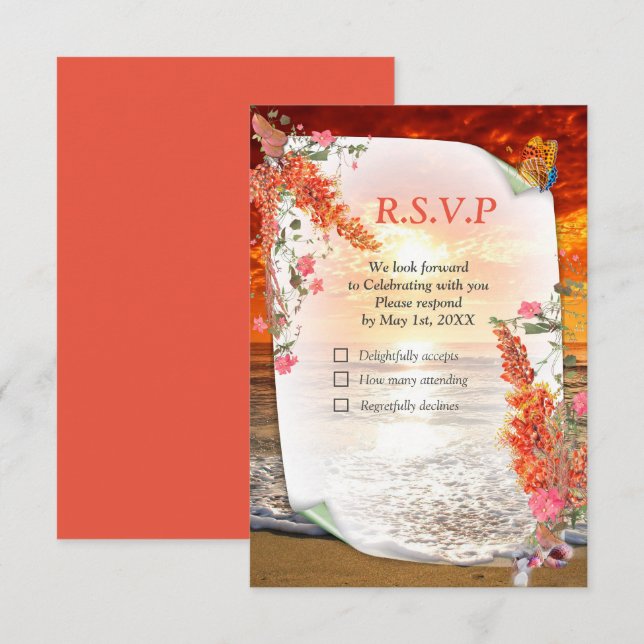 Autumn Neutral-toned Elegant Botanical theme RSVP Card (Front/Back)