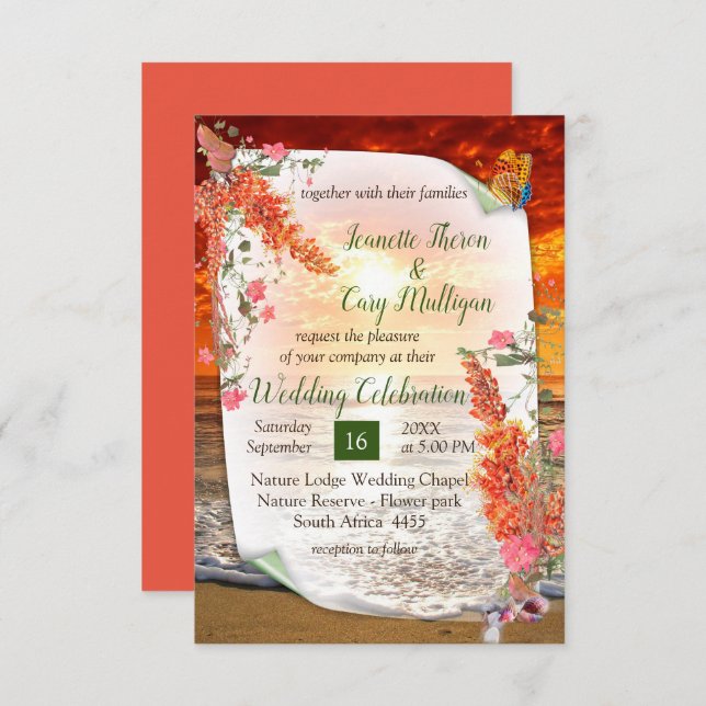 Autumn Neutral-toned Elegant Botanical theme  RSVP Card (Front/Back)