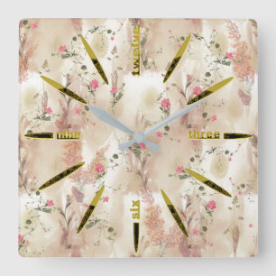 Autumn Neutral-toned Elegant Botanical theme Square Wall Clock