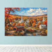 Autumn New England Village Painting