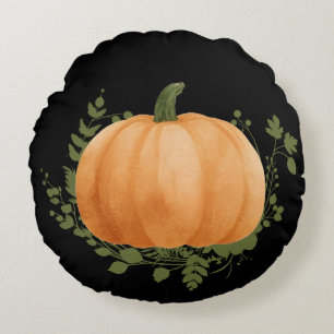 Autumn night Pumpkin Charm Round Decorative Pillow