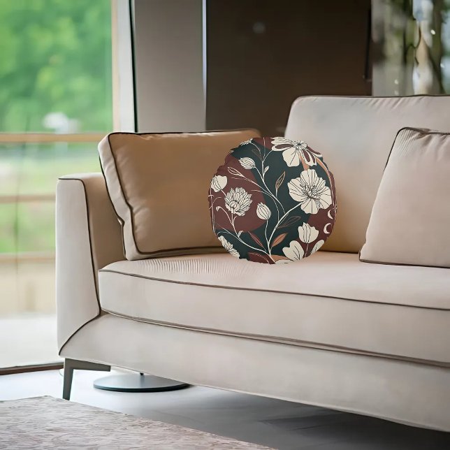 Autumn Noir Bloom Round Pillow (Creator Uploaded)