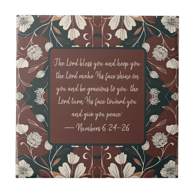 Autumn Noir Blossoms Customizable Blessing Tile (Front)