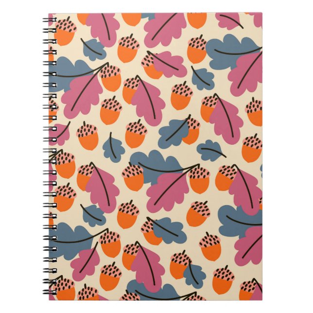 Autumn Oak: Leaves and Acorns Pattern Notebook (Front)