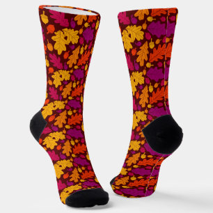 Autumn Oak Leaves and Acorns Patterned Socks