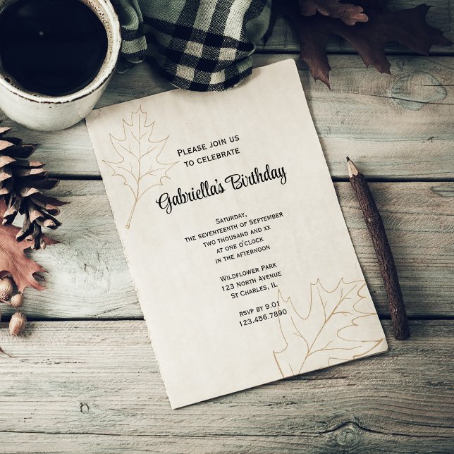 Autumn Oak Leaves Birthday Party Invitation (Creator Uploaded)