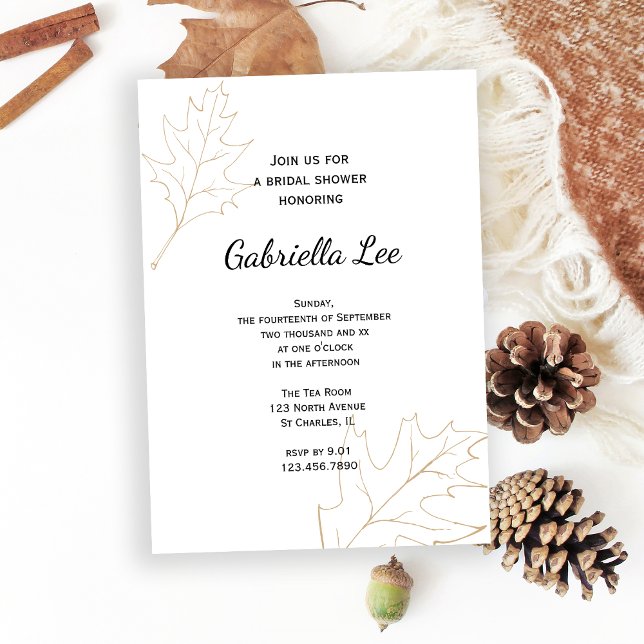 Autumn Oak Leaves Bridal Shower Invitation (Set the tone for your Fall celebration with the Autumn Oak Leaves Bridal Shower Invitation.)