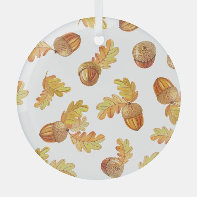 Autumn oak leaves: colourful pattern. glass ornament (Front)
