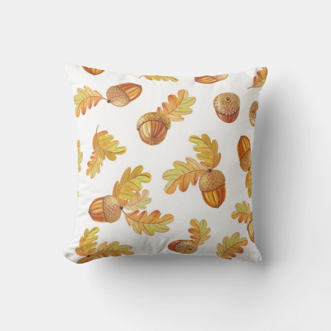 Autumn oak leaves: colourful pattern. throw pillow (Front)