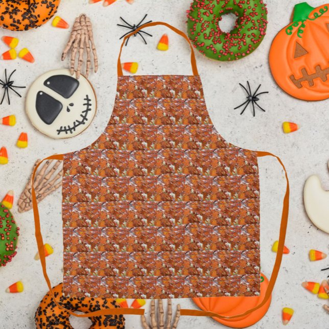 Autumn Oak Leaves Floral Pattern Apron (In Situ)