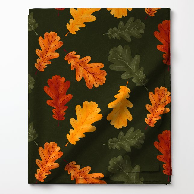 Autumn Oak Leaves on Green Pattern Fabric (Creator Uploaded)