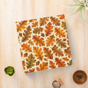 Autumn Oak Leaves Pattern Cozy Nature Aesthetic Binder