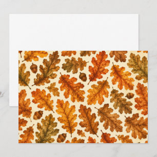 Autumn Oak Leaves Pattern Cozy Nature Aesthetic Card