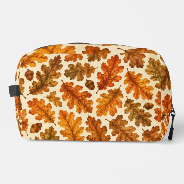 Autumn Oak Leaves Pattern | Cozy Nature Aesthetic Dopp Kit (Front)