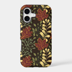 Autumn Oak Leaves Pattern in Maroon and Yellow