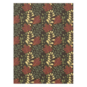 Autumn Oak Leaves Pattern in Maroon and Yellow Tablecloth