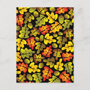 autumn oak leaves postcard