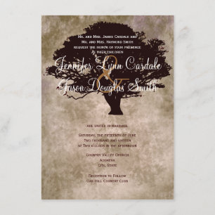 Autumn Oak Tree Silhouette Fall Wedding Invitation
