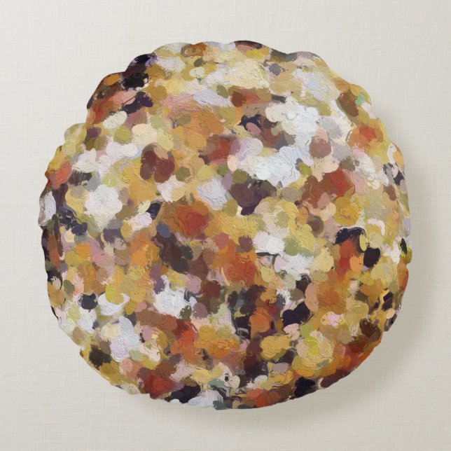Autumn Oil Abstract Round Pillow (Front)