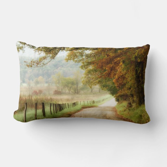 Autumn on a Country Road Lumbar Pillow (Front)