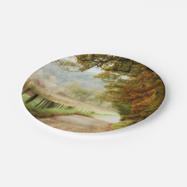 Autumn on a Country Road Paper Plate (Angled)
