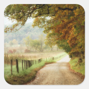 Autumn on a Country Road Square Sticker
