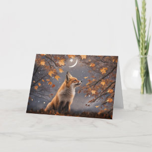 Autumn or Fall Equinox Cute Red Fox in Foliage  Card
