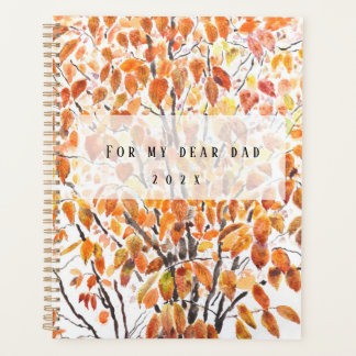 Autumn Orange birch leaves watercolour Planner
