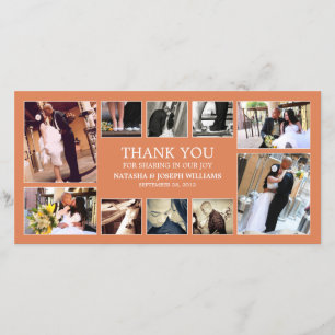 AUTUMN ORANGE COLLAGE WEDDING THANK YOU CARD