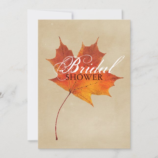 Autumn Orange Fall in Love Leaves bridal shower Invitation (Front)