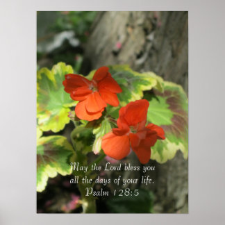 Autumn Orange Geraniums ~ Psalm 128:5 Poster
